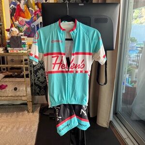 Capo Women's Cycling Jersey and Short Set - Teal and White